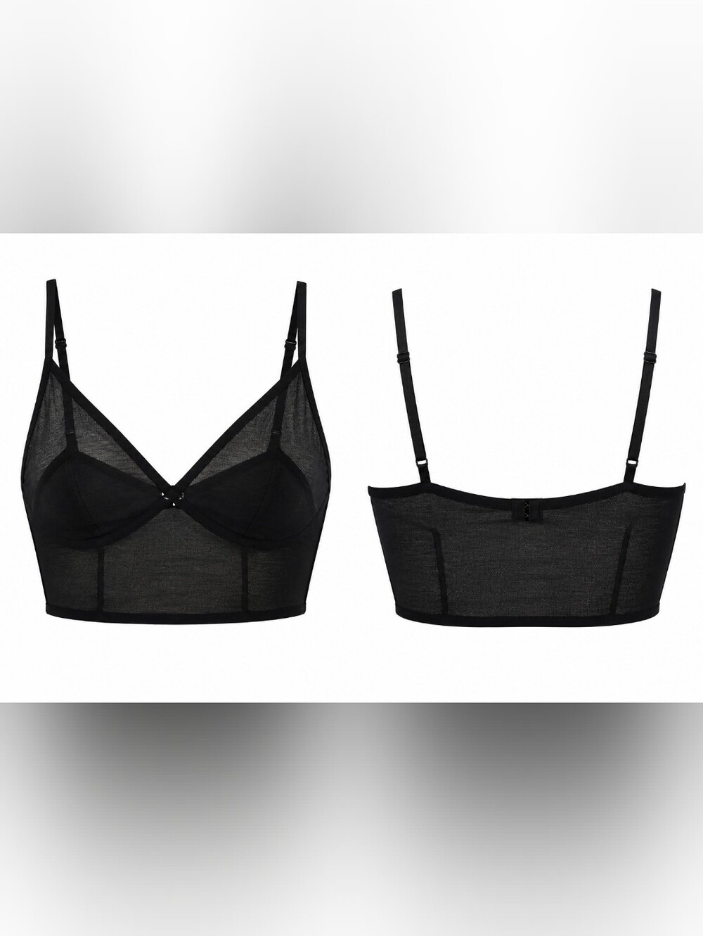 NWOT FARM Rio Black Sheer Cotton Bralette Crop Top Size S Festival Lightweight